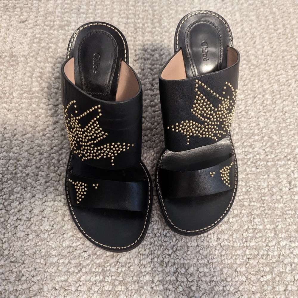 Chloe Suzanna mules/sandals block heel sz 37